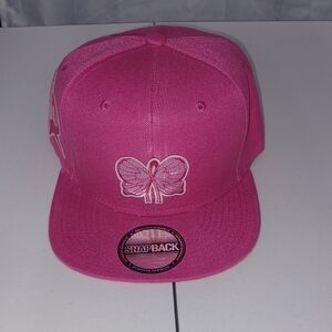 Pink Butterfly Snapback Cap Breast Cancer Awareness